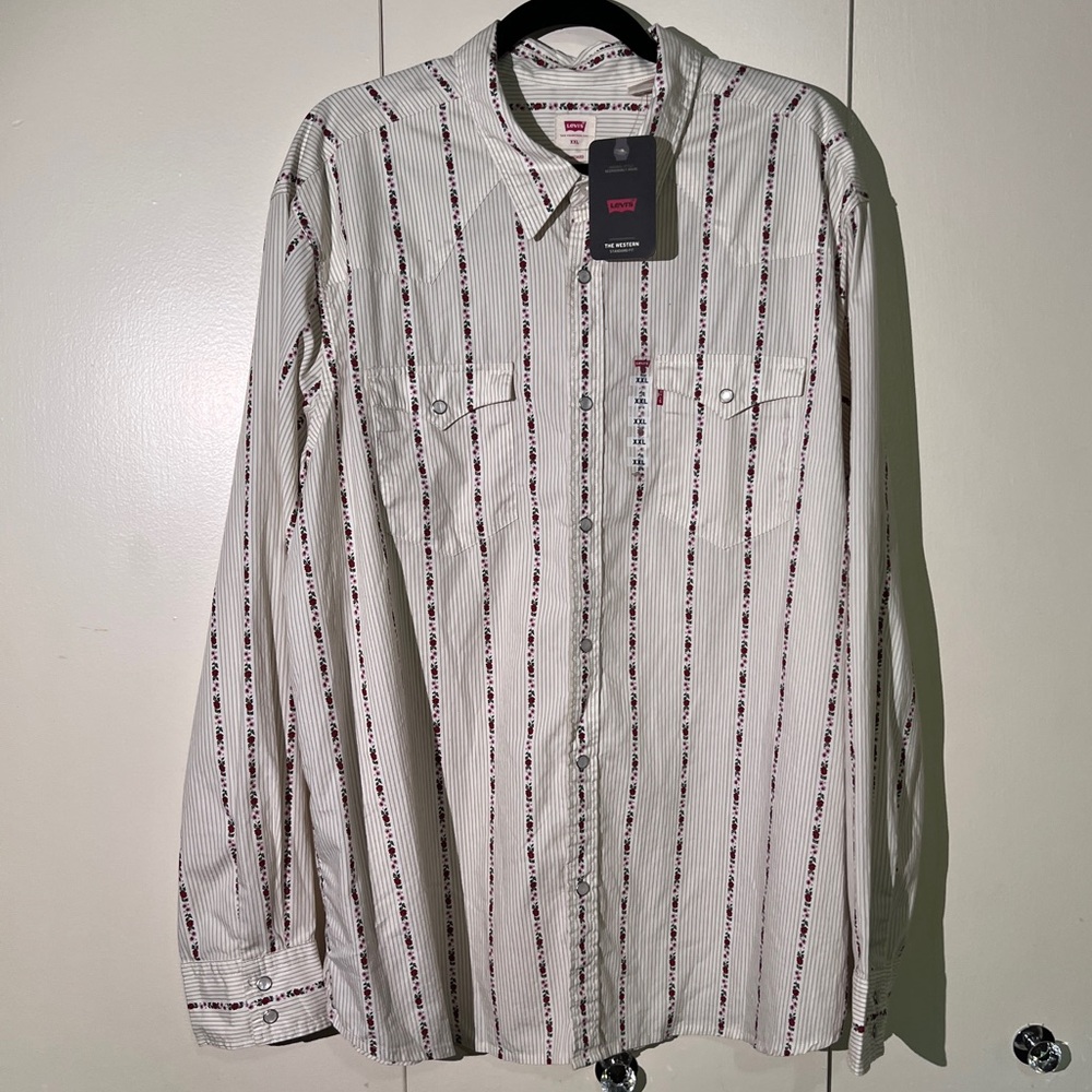 NWT Levi's Men's Western Stripped & Floral Pearl Snap Shirt - Size XXL